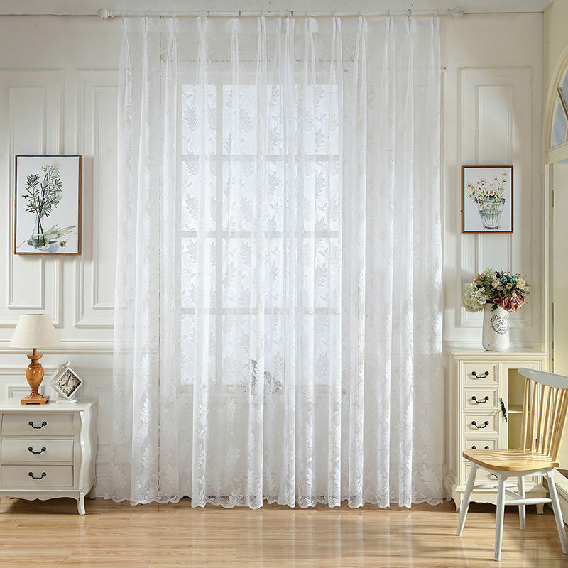Village Garden natural Style Jacquard sheer curtain for home and office