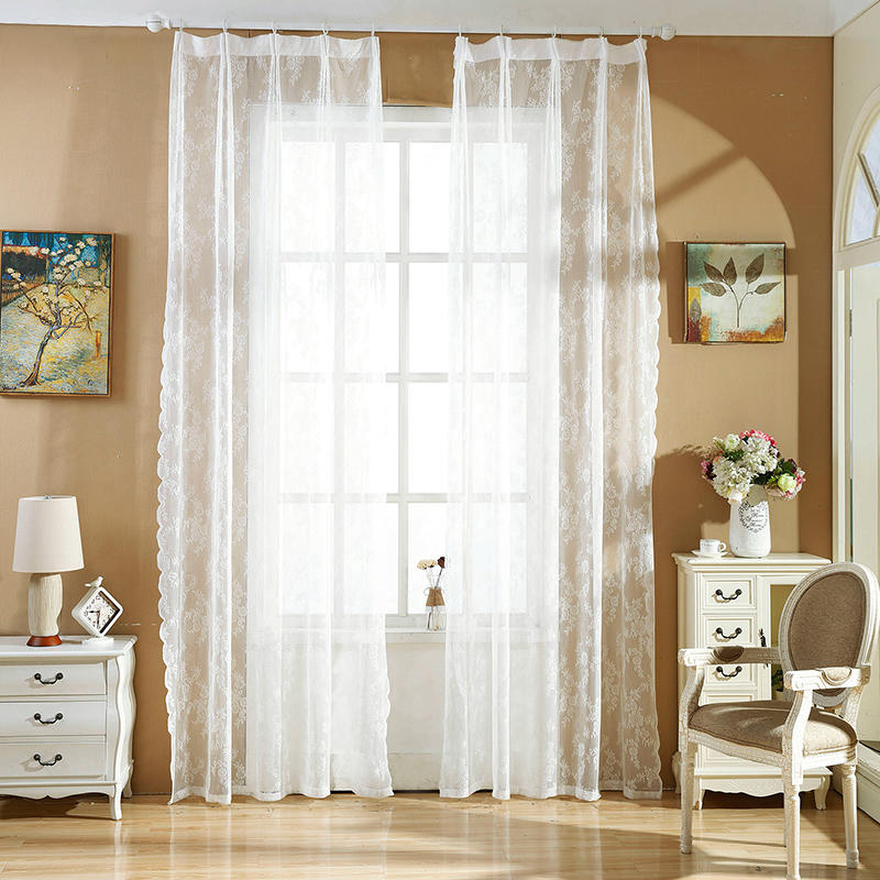 Village Garden natural Style Jacquard sheer curtain for home and office