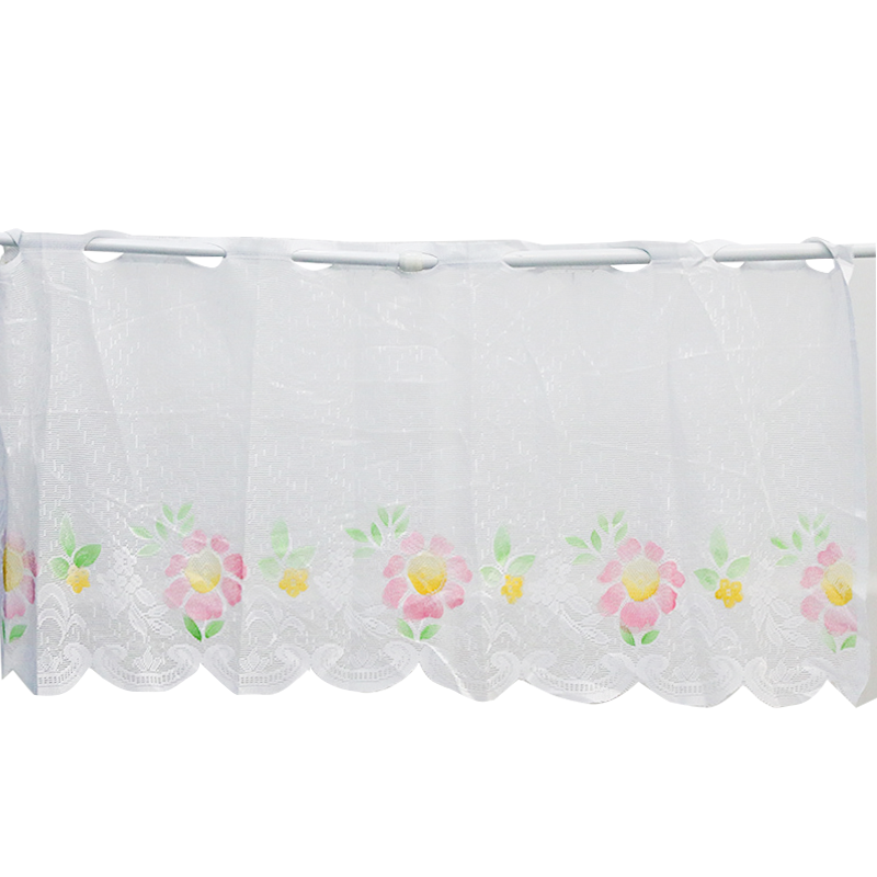 Daisy floral pattern lace kitchen curtain